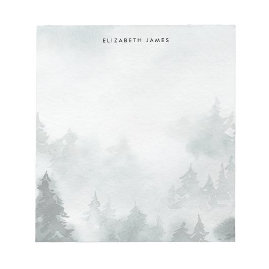 Bloc-note Rustique aquarelle Forêt verte personnalisée (Devant)