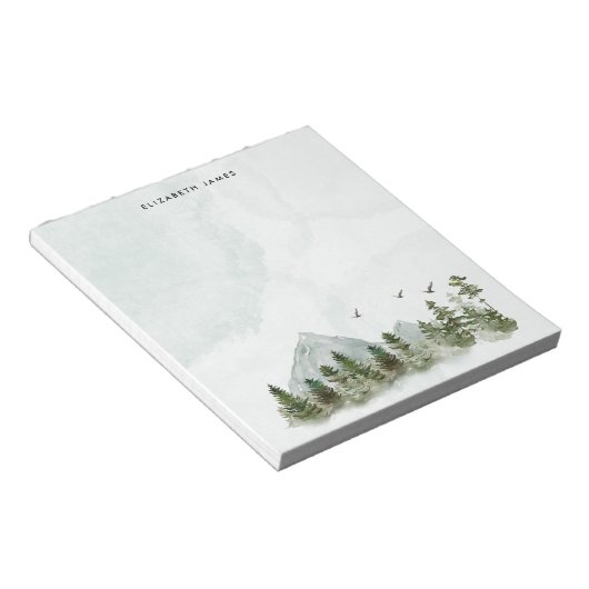 Bloc-note Rustique aquarelle Forêt verte personnalisée (Incliné)