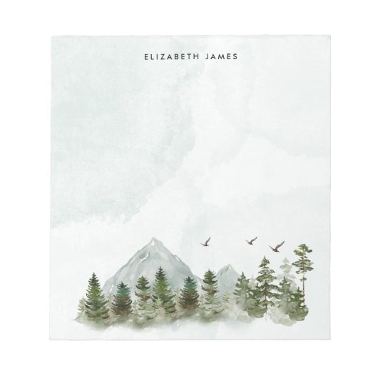 Bloc-note Rustique aquarelle Forêt verte personnalisée (Devant)