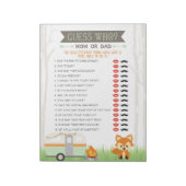 Bloc-note RV Camper Devinez Qui Woodland Baby shower Game Pa (Tourné)