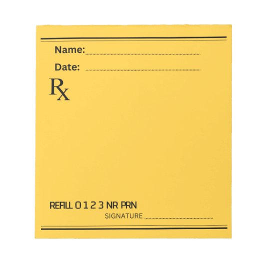 Bloc-note Rx Prescription Pad – Write Your Own Notes (Devant)