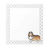 Bloc-note Sable Rough Collie mignonne Cartoon Chien & Pâtes (Devant)