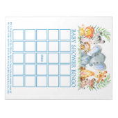 Bloc-note Safari Animaux Baby shower Bingo Bleus Feuilles (Devant)