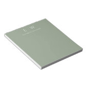 Bloc-note Sage Green Moderne Minimaliste Nom Monogramme (Incliné)