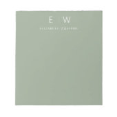 Bloc-note Sage Green Moderne Minimaliste Nom Monogramme (Devant)