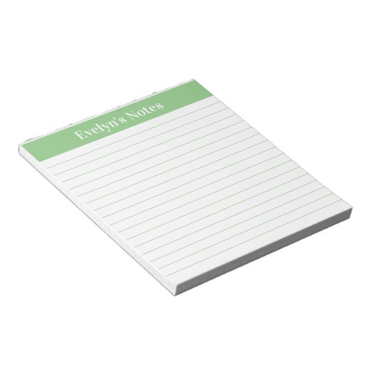 Bloc-note Sage moderne tendance vert Script grand imprimé (Incliné)