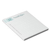 Bloc-note Sage monogramme vert et blanc Damas (Incliné)