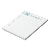 Bloc-note Sage monogramme vert et blanc Damas (Tourné)