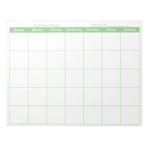 Bloc-note Sage simple Nom de la bordure mince Planificateur 