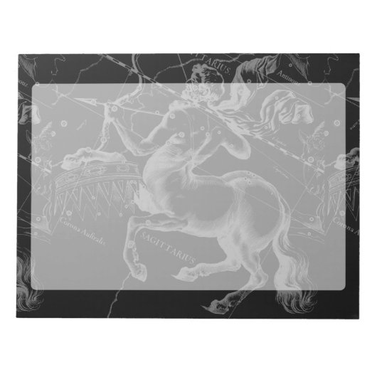 Bloc-note Sagittarius Constellation Hevelius Map on Black (Devant)