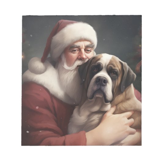 Bloc-note Saint Bernard avec le Père Noël Fête de Noël (Devant)