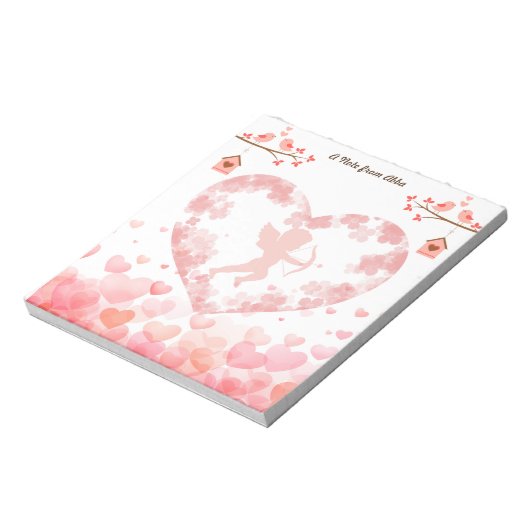 Bloc-note Saint Valentin Cupids mignons et Coeurs rouges (Tourné)