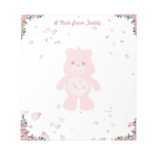 Bloc-note Saint-Valentin mignonne ours en peluche rose (Devant)