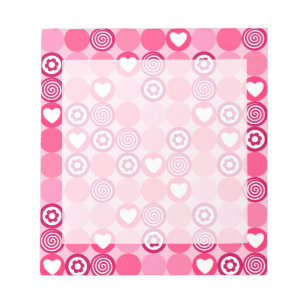Bloc-note Saint-Valentin Motif Cœur Rose et Points de Fleurs