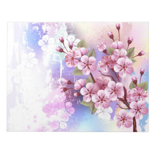 Bloc-note Sakura rose sur la peinture Arrière - plan