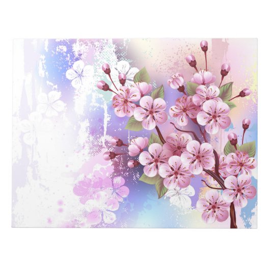 Bloc-note Sakura rose sur la peinture Arrière - plan (Devant)