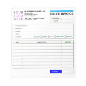 Bloc-note Sales Invoice Booklet (Name & Logo) Personalized  (Devant)