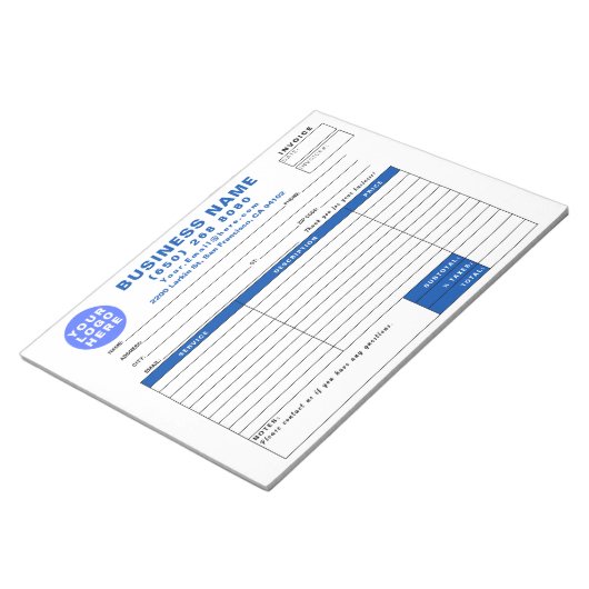Bloc-note Sales Invoice Form Custom Printed with Your Info (Incliné)