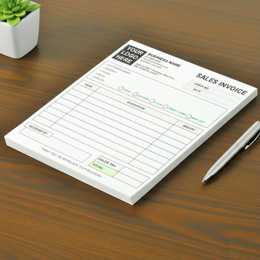 Bloc-note Sales Invoice Receipt | Company / Business Logo