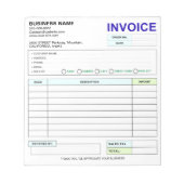 Bloc-note Sales Invoice Receipt | Company / Business Name (Devant)