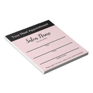 Bloc-note Salon de Beauté Rose Votre Prochain Rappel de Rend