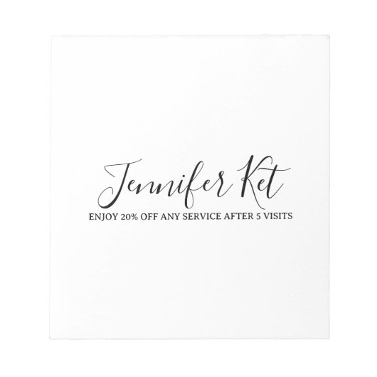 Bloc-note Salon spa business discount offer website visits a (Devant)