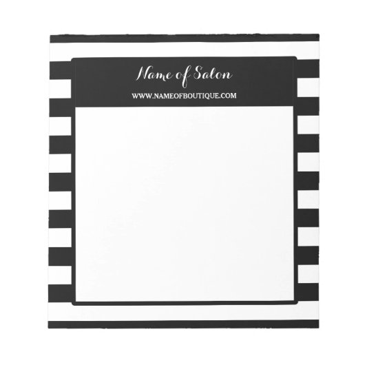 Bloc-note Salon tendance Black White Stripes Coiffure et bea (Devant)