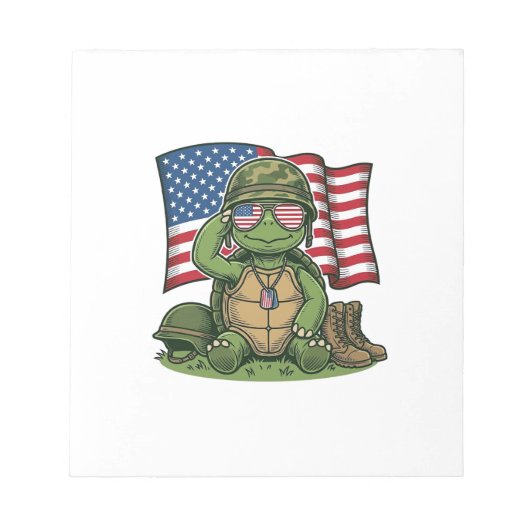 Bloc-note Salut de tortue patriotique Vector Design_1 (Devant)