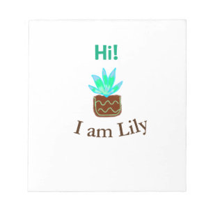 Bloc-note Salut je suis Lily cactus succulent ajoutez nom aq