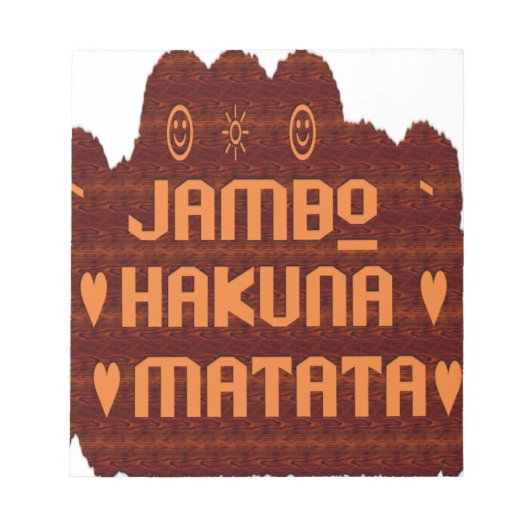 Bloc-note Salutation africaine : Jambo Hakuna Matata Wood De (Devant)