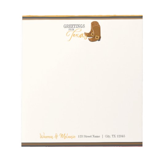 Bloc-note Salutations Du Texas (Devant)