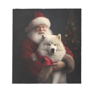 Bloc-note Samoyède avec le Père Noël Noël Festif