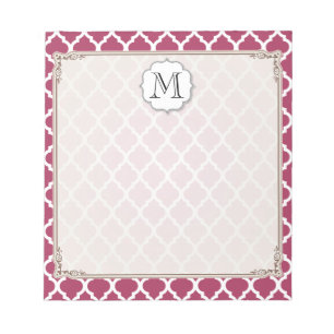 Bloc-note Sangria Carrelage rouge marocain avec Monogramme p