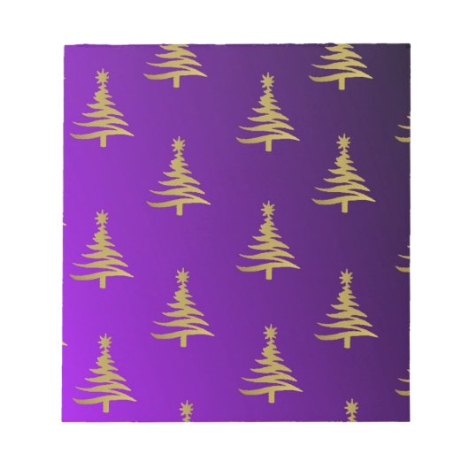 Bloc-note Sapins de Noël Or sur Violet (Devant)