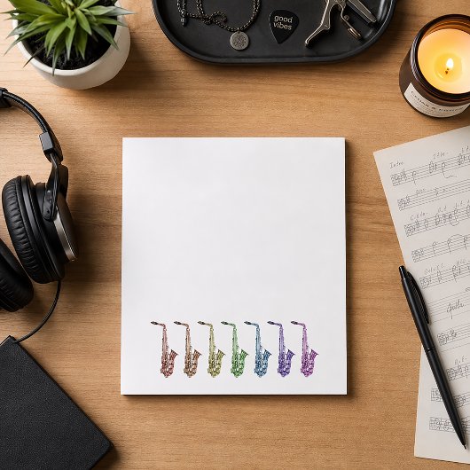 Bloc-note Saxophone Coloré Arc-en-Ciel