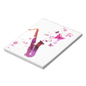 Bloc-note Saxophone musique mignonne et papillons (Tourné)