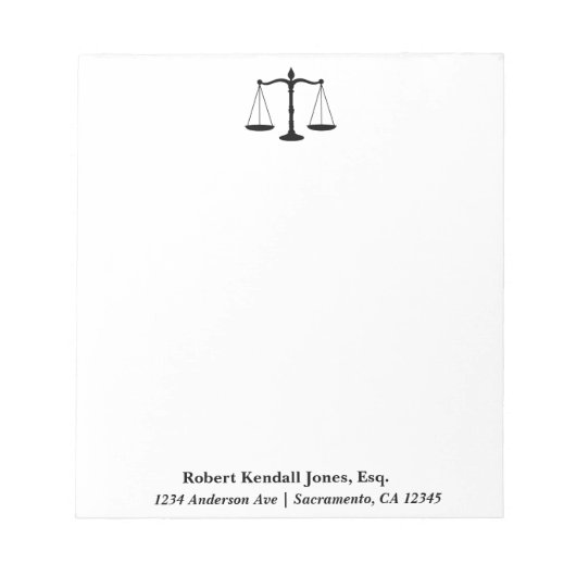 Bloc-note Scales de justice Black Lawyer Attorney Notepad (Devant)