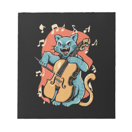 Bloc-note Scandale Cat Musicien Jouer Cello (Devant)