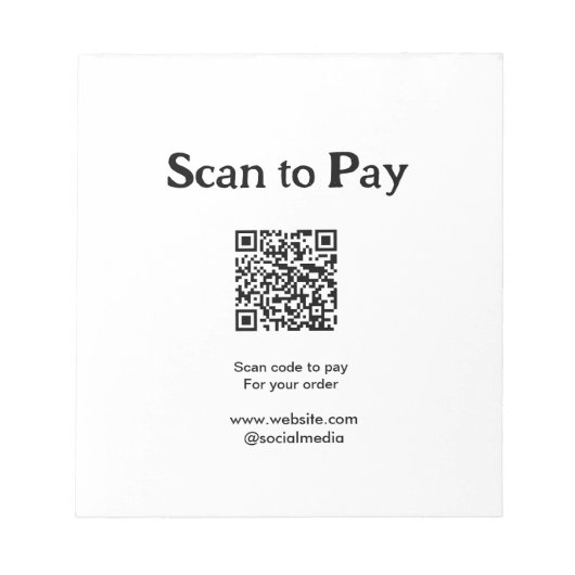 Bloc-note Scanner pour payer la commande QR code ajouter un  (Devant)