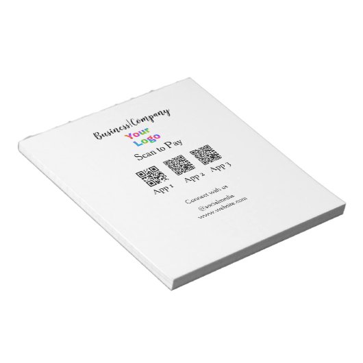 Bloc-note Scanner pour payer le logo de l'entreprise code Q  (Incliné)