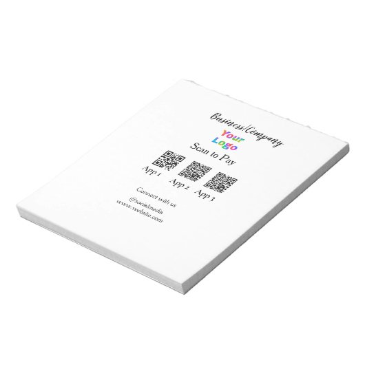 Bloc-note Scanner pour payer le logo de l'entreprise code Q (Tourné)