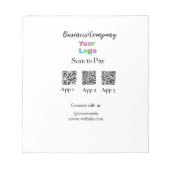 Bloc-note Scanner pour payer le logo de l'entreprise code Q  (Devant)