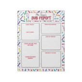 Bloc-note Scattered Crayons Substitute Teacher Report Note (Tourné)