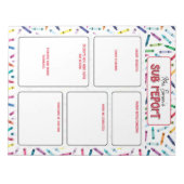 Bloc-note Scattered Crayons Substitute Teacher Report Note (Devant)