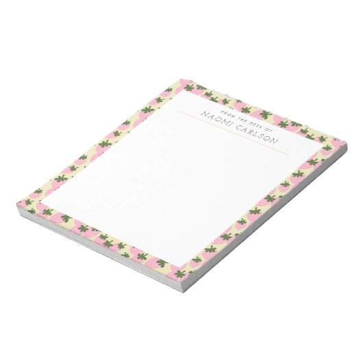 Bloc-note Scattered Strawberries (Cream) Custom Notepad (Tourné)
