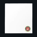 Bloc-note Sceau du Corps des Marines - plat<br><div class="desc">Cette conception présente le sceau emblématique du Marine Corps dans un style audacieux et détaillé. Représentant l'honneur,  la force et la tradition du Corps des Marines des États-Unis,  cet emblème est un hommage intemporel à leur héritage et à leur dévouement.</div>