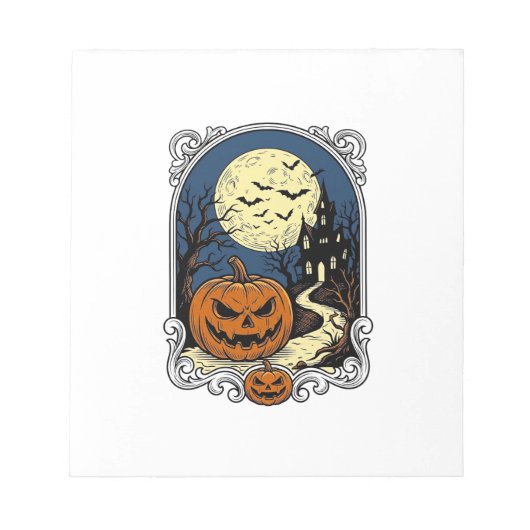 Bloc-note Scène de citrouille hantée Art vectoriel Halloween (Devant)