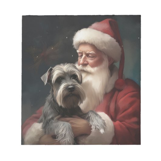 Bloc-note Schnauzer avec le Père Noël Noël Festif (Devant)