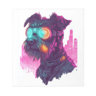 Bloc-note Schnauzer Cyberpunk � Chien Néon Futuriste