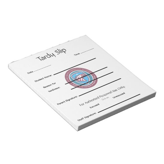 Bloc-note School Tardy Slip (Incliné)